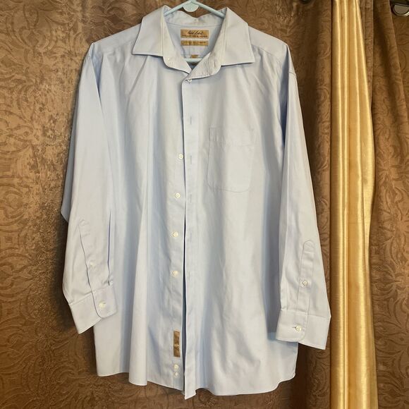 Gold Label Round tree And Yorke 100% Cotton Men’s Light Blue Button Dress Shirt - Picture 1 of 8